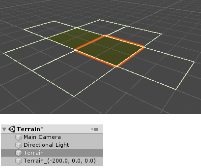 TerrainのCreate Naighbor Terrainsで隣接するTerrainを作成