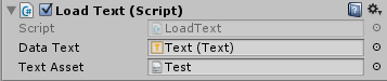 LoadTextのインスペクタの設定