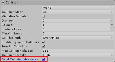 Send Collision Messagesにチェックを入れる