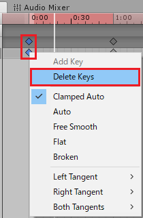 AnimationWindowのキーを右クリックでDeleteKeys
