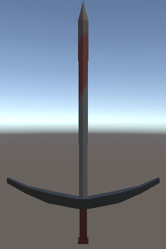 剣の刃と柄のマテリアルを分けた剣のサンプル