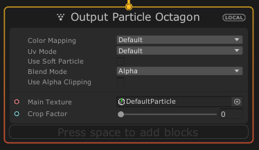 VisualEffectGraphのOutput Particle Octagonコンテキスト