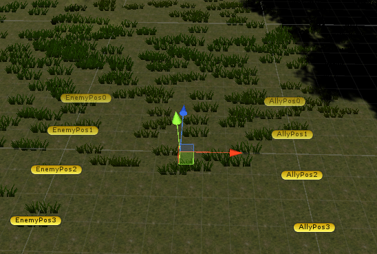 ユニティちゃんRPGの戦闘シーンでのキャラクターの配置場所全体図