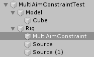 UnityのAnimationRiggingのMultiAimConstraintのサンプルの階層