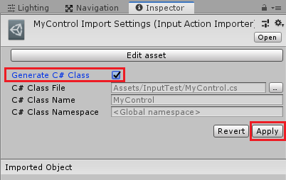UnityのInputSystemのアクション設定ファイルのラッパークラスを作成する